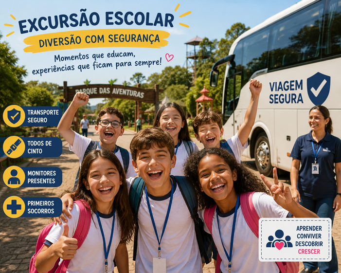 Estudantes em viagem — ambiente alegre e seguro